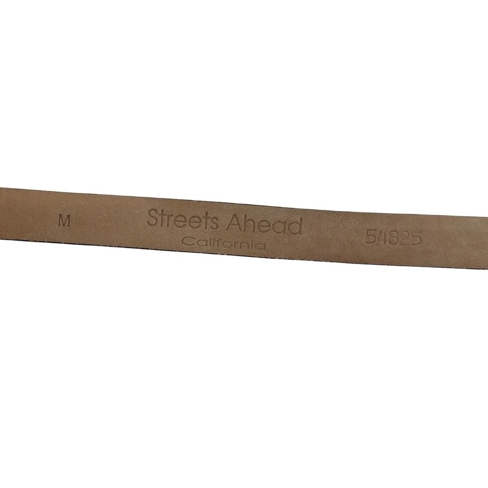 Streets Ahead Brown‎ Pony Hair Western Belt Silver Engraved Buckle Made Italy M